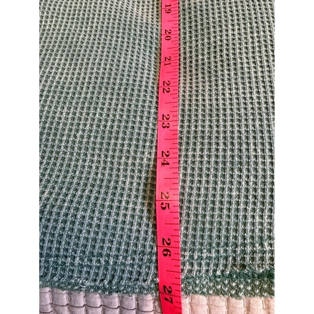 Womens Sage Green Beachy Lightweight Waffle Knit Henley Hoodie Indie Oversized - Picture 6 of 12